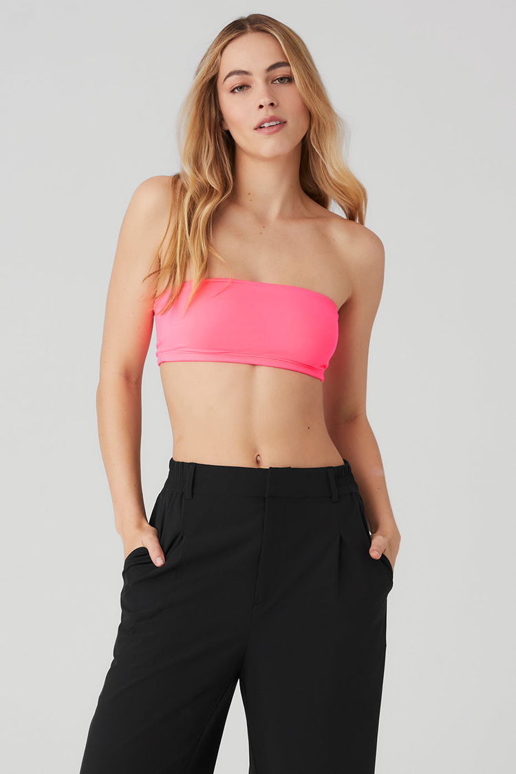 ALO YOGA AIRBRUSH REAL BRA TANK Fluorescent Pink Coral Size XS